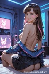 ai_generated ass breasts d.va hd looking_back nipples overwatch overwatch_2