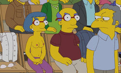 blue_hair female human kirk_van_houten luann_van_houten male moe_szyslak mole the_simpsons