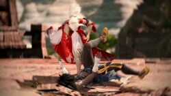 blonde_female blonde_hair blue_eyes dark-skinned_female dark_skin ffxiv final_fantasy_xiv highlander instant_loss lunnie lyse_hext midlander overpowered tanned tanned_female yeji_o