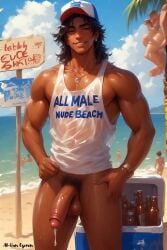 ai_generated balls ballsack cum cum_drip dark_hair erect_penis erection long_hair long_penis male male_only muscles muscular muscular_arms muscular_male muscular_thighs naked naked_male nude nude_male nudity semi_clothed semi_nude solo solo_male tan tan_body tan_skin tank_top tanned tanned_body tanned_male