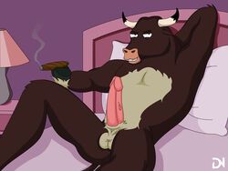 balls bed bovine breeding_bull cattle cigar dream_and_nightmare family_guy looking_at_viewer male male_only penis reclining seductive sensual solo