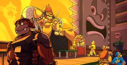 absurd_res anthro armpit_hair asian_clothing ball_tuft balls body_hair body_worship boom-boom_(character) boom_boom bowser bowser_jr. casual_erection casual_exposure casual_nudity casual_sex chest_hair clothing east_asian_clothing elemental_creature erection facial_hair feet female flora_fauna foot_fetish foot_lick foot_play fundoshi genitals hi_res japanese_clothing kamek koopa licking magikoopa male male/male male_anthro mario_bros musk musk_clouds musk_worship musky_armpit musky_balls musky_feet musky_penis nintendo nipple_piercing nipples oral penile penis penis_lick piercing piranha_plant plant scalie sex size_difference thekinkybear thwomp tongue tongue_out tuft underwear