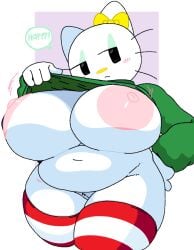 big_breasts breasts cassettedream dream-cassette green_sweater hello_kitty hello_kitty_(series) hoshime kitty_white pussy sanrio sweater