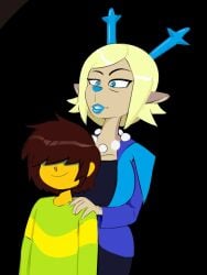 1girls big_ass big_breasts carol_holiday christmas_outfit deltarune inminent_sex kris_(deltarune) smile smiling tagme undertale