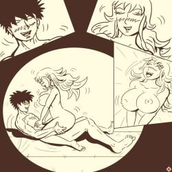 big_ass big_breasts blush blush_lines bouncing_breasts closed_eyes cowgirl cowgirl_position curvy curvy_female female happy_sex male moaning monkey_d_luffy nami_(one_piece) nipples on_top one_piece sex sketch tatto thick_thighs