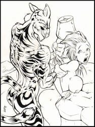 anthro breasts feline female fur furry human human_on_anthro interspecies kathleen male nipples open_mouth penetration russ sex straight tiger vaginal_penetration