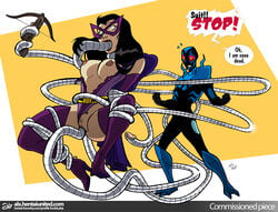 1boy 1girls 2011 alx_(fuckit) arms_behind_back batman:_the_brave_and_the_bold blue_beetle blue_beetle_(the_brave_and_the_bold) bondage breasts_out dc dc_comics english_text erect_nipples female helena_bertinelli huntress_(dc) jaime_reyes justice_league mechanical mechanical_tentacles nipples penetration rape red_eyes restrained_by_tentacles stripped stripped_by_tentacles suspended_via_tentacles tentacle tentacle_in_ass tentacle_in_mouth tentacle_in_pussy tentacle_rape tentacles_around_arms tentacles_around_legs text torn_bodysuit torn_clothes triple_penetration