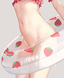 1girls barely_clothed barely_visible_genitalia barely_visible_pussy belly belly_button belly_focus bottomless female female_only human ichigo-chan_(mignon) jk_x_onaka_#03 mignon no_visible_genitalia original partial_female partially_clothed solo swimwear wet