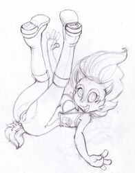 anthro boots breasts chipmunk clothes female female_only fur furry lying monochrome on_back raised_legs sally_acorn sallyhot sketch solo sonic_(series) tagme vulva