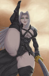 1girls busty cameltoe female female_focus female_only final_fantasy final_fantasy_vii genderswap_(mtf) hourglass_figure pinup pinup_pose pose posing rule_63 sephimom sephiroth splits standing_on_one_leg tagme thick_thighs vertical_splits wide_hips yungdead