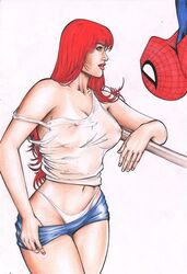 fabio female male marvel mary_jane_watson spider-man spider-man_(series) straight_hair tagme thong