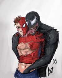 2boys gay humansub male male_only marvel marvel_comics peter_parker smooth_skin spider-man spider-man_(series) symbiote tagme torn_clothes venom venom_(marvel) yaoi