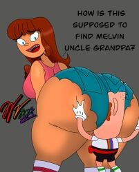 ass ass_focus babysitter bent_over big_ass big_breasts big_butt blouse braces breasts cartoon_network clothing denim_shorts female female_focus female_only huge_ass large_breasts long_hair looking_back melvin's_babysitter short_shorts standing thick_ass thick_thighs uncle_grandpa uncle_grandpa_(character) wifeyvoo