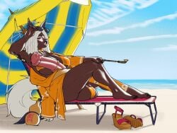 1futa animal_genitalia animal_genitalia_on_humanoid balls big_balls big_penis clothed clothing crocodraws dark-skinned_futanari erection futa_only futanari gold_bikini golden_week horse_girl horse_penis horsecock horsecock_futanari horsecock_on_humanoid huge_balls huge_cock intersex large_balls large_penis mostly_nude muscular muscular_futanari original penis peony_(gameruninformed) solo solo_futa white_hair yukata