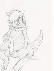 anthro color male male_only nude penis pokemon rampardos sitting sketch solo tagme testicles