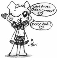 2011 blush cartoon_network heart kainsword17 lingerie one_eye_closed sketch tagme teri_(tawog) text text_bubble the_amazing_world_of_gumball