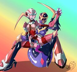 2girls anal arcee arcee_(tfa) blackarachnia blackarachnia_(tfa) built-in_high_heels female female_only fingering fingering_pussy heeled_feet high_heels lesbian lesbian_sex ovipositor_in_ass robot robot_girl tagme transformers transformers_animated unknown_artist yuri