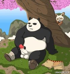 2boys animated balls chubby dreamworks furry furry_only gay kung_fu_panda lovkuma male master_shifu masturbation overweight peeping penis po uncut voyeur