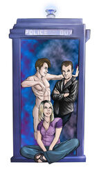 doctor_who jack_harkness ninth_doctor rose_tyler tardis torchwood