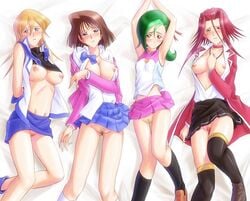 4girls afraid akiza_izinski alexis_rhodes artist_request blush breasts female female_only human kotori_mizuki midriff multiple_females multiple_girls nipples no_bra no_panties obelisk_blue_uniform pubic_hair pussy scared school_uniform tea_gardner tenjouin_asuka thighhighs tori_meadows uncensored undressing uniform yu-gi-oh! yu-gi-oh!_5d's yu-gi-oh!_gx yu-gi-oh!_zexal