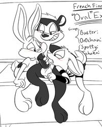 anthro buster_bunny fellatio fur furry gay interspecies male male_only mammal multiple_males oral rabbit tiny_toon_adventures