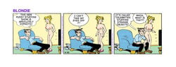 1boy 1girls blondie blondie_(comic) blondie_bumstead casual clothed_male clothing comic comic_strip dagwood_bumstead edit electronics female human male nude nude_female nudist pale_skin tagme television