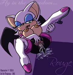 anthro bat blush breasts clothes color female female_only fur furry nipples pussy_juice raised_leg rouge_the_bat solo sonic_(series) tagme trancua vulva