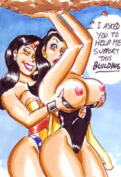 dc_comics female joe_gravel multiple_girls superman_(series) superwoman superwoman_(lois_lane) wonder_woman wonder_woman_(series) yuri