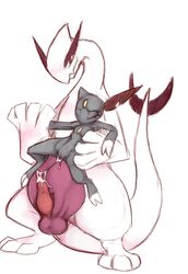 carrying color female feral fur interspecies lugia male mel_the_hybrid nude penis pokemon pokemon_(species) size_difference sneasel standing straight tagme vulva