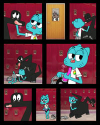 bpq00x cartoon_network clothing comic molly_collins nicole_watterson nigel_brown principal_brown skirt straight_hair strap-on tagme the_amazing_world_of_gumball