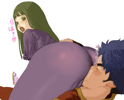 1boy 1girls blue_hair ganbare_goemon goemon green_eyes green_hair ninja tagme yae_(ganbare_goemon)