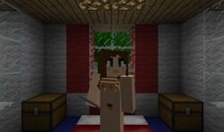 3d artist_request bed bedroom breasts brown_hair character commission cubic_breasts female female_only green_eyes human minecraft nude outside solo solo_female spurgz tagme