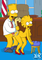 1boy 1girls all_fours balls ballsack bart_simpson bent_over breasts brother_and_sister color doggy_style erection female from_behind human human_only incest lisa_simpson male penis scrotum smooth_penis straight testicles the_simpsons toony xl-toons.com yellow_body yellow_skin