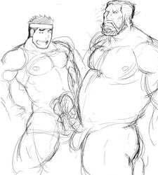 2boys abs age_difference bara bear_(body_type) chubby_male erection frottage fullmetal_alchemist gay human male male_only mason_(fma) multiple_males muscular muscular_male pecs sig_curtis size_difference sketch spread_legs tagme waribashi yaoi