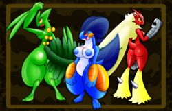 anthro anthro_only blaziken bright_colours gb_of_bs pokemon pokemon_(species) sceptile swampert