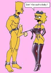 aged_up bart_simpson cock_and_ball_torture female high_heel_boots high_heels human low_quality maggie_simpson male male_ryona the_simpsons torture traced traced_art yellow_body