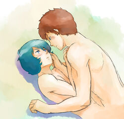 2boys amuro_ray gundam kamille_bidan male male_only multiple_males nude yaoi