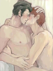 2boys amuro_ray bright_noa gundam kissing male male_only multiple_males nude tagme yaoi