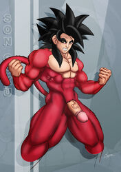 1boy 1male big_penis black_hair character_name dragon_ball dragon_ball_gt dragon_ball_z erect_nipples erection fists foreskin looking_at_viewer looking_pleasured male male_only monkeygogo muscles muscular muscular_male penis penis_out red_eyeshadow red_fur serious shiny shiny_fur shiny_hair shiny_skin simple_background solo son_goku spiky_hair super_saiyan_4 tagme teeth teeth_clenched vein veins veiny veiny_penis yellow_eyes