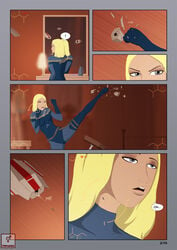 blonde_hair clothing comic comic_page drugged female grey_eyes iron_man iron_man_armored_adventures long_hair madame_masque marvel open_mouth spread_legs triplehex whitney_stane