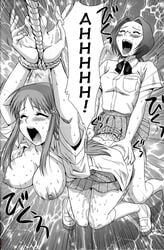 1girls bleach bondage breasts chizuru_honsho cum cum_inside doggy_style futa_on_female futanari honshou_chizuru inoue_orihime intersex long_hair moaning monochrome nipples rape rough_sex screaming sex short_hair tongue tongue_out