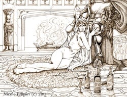 1boy 1girls 2011 bas-relief clothed_male_nude_female dark_reign doctor_doom fantastic_four female femsub fireplace horned_headwear human human_only lady_loki light-skinned_female light_skin male marvel nicole_ellison nude_female rule_63 straight supervillain supervillainess thor_(series) throne victor_von_doom