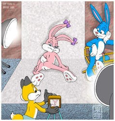 1girls anthro babs_bunny buster_bunny color feet female furry male multiple_males penis rabbit tail tiny_toon_adventures uncensored warner_brothers