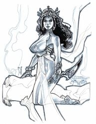 a_princess_of_mars barsoom dejah_thoris loincloth monochrome pelvic_curtain stephane_roux tagme topless