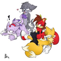 anthro blaze_the_cat cat feline female fiona_fox fur furry_tail male mammal mel_the_hybrid multiple_tails sonic_(series) sonic_the_hedgehog_(archie) sonic_the_hedgehog_(comics) sonic_the_hedgehog_(series) straight tail tails