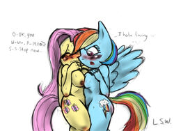 anthro fluttershy_(mlp) friendship_is_magic lopsidedworld my_little_pony rainbow_dash_(mlp) smooth_skin