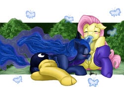 fluttershy_(mlp) friendship_is_magic my_little_pony pink_hair princess_luna_(mlp) relydazed smooth_skin