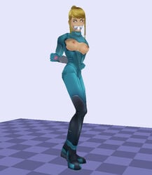 exposed_breasts female female_only human metroid nintendo raver1357 samus_aran solo tagme zero_suit zero_suit_samus