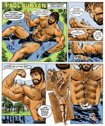 american_mythology beard bearded brown_hair comic folklore gay giant giant_male jeff_jacklin lake macro macrophilia muscular_male mythology north_american_mythology paul_bunyan public_domain speedo swimming swimsuit swimwear tagme