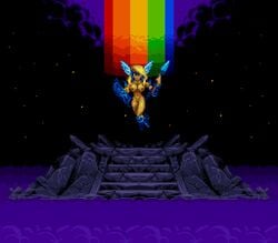 1girls bayunjoe bifrost female female_only pixel_art rainbow tagme the_lost_vikings valkyrie